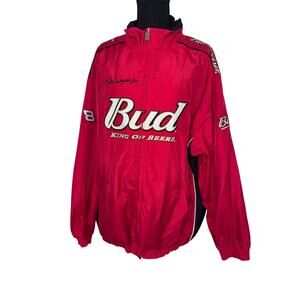 Chase Authentics Dale Earnhardt Jr Budweiser NASCAR Red Windbreaker Jacket L